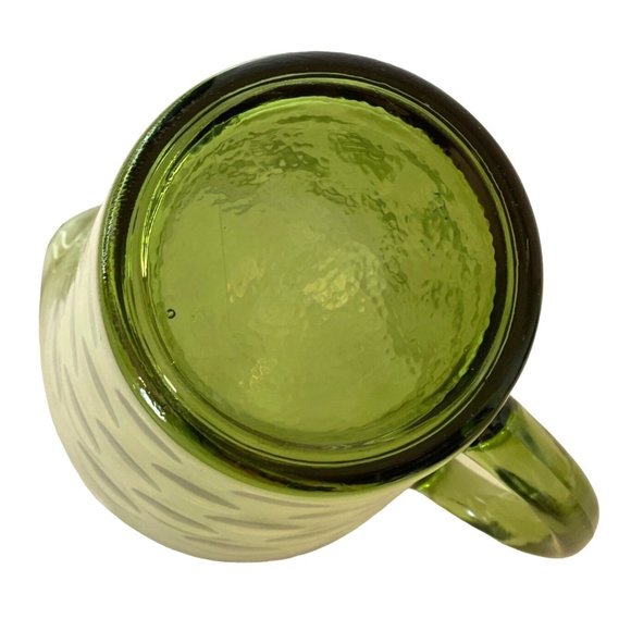 Green Glass Pitcher Vintage 1960's Hazel Atlas Eldorado Dot Pattern 8" x 6" - Picture 5 of 5
